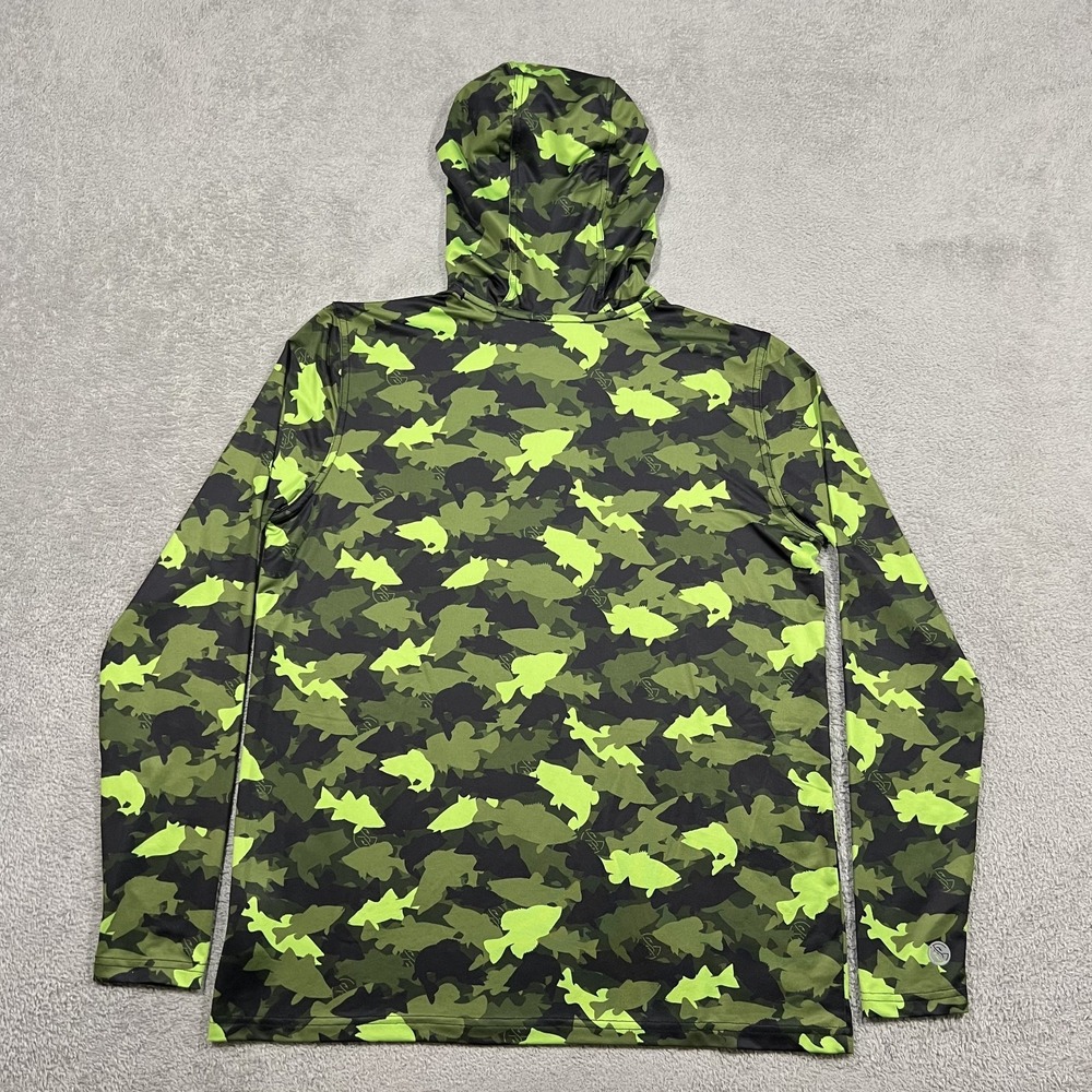 Googan Squad Hoodie Mens Small Fish Print Fishing Performance Light Pullover - Picture 8 of 10